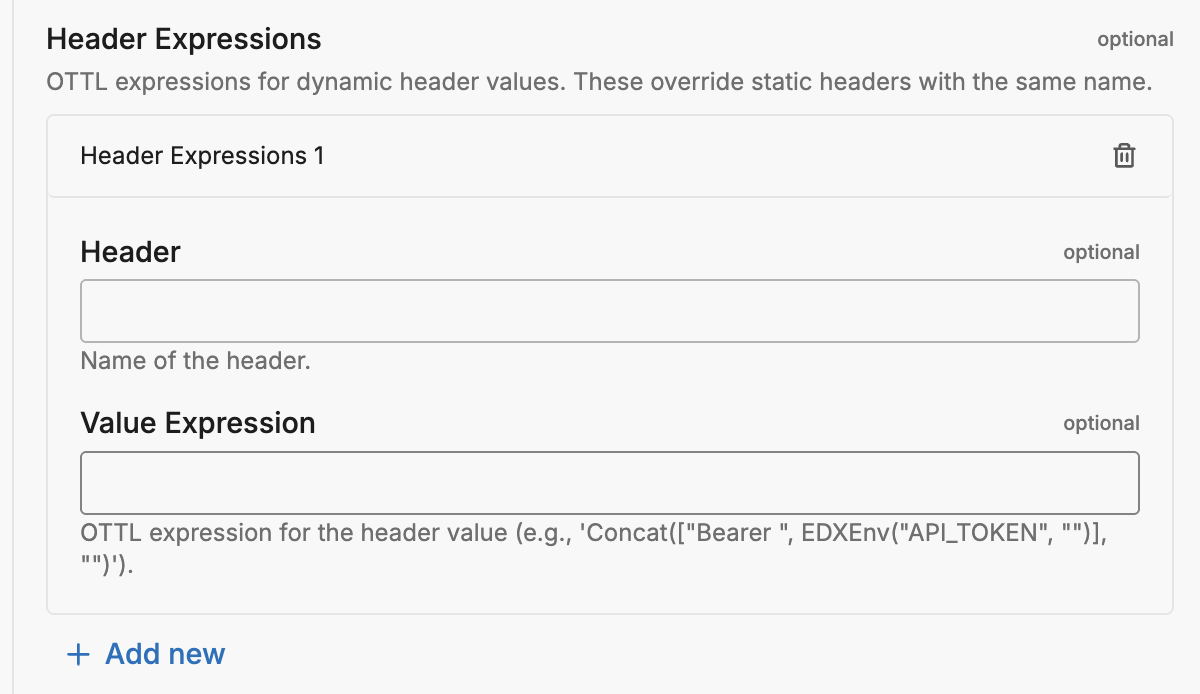HTTP Pull Header Expressions Configuration