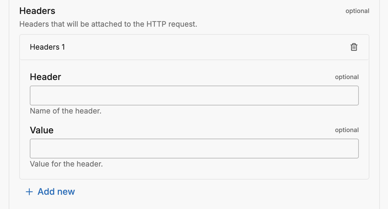 HTTP Pull Headers Configuration