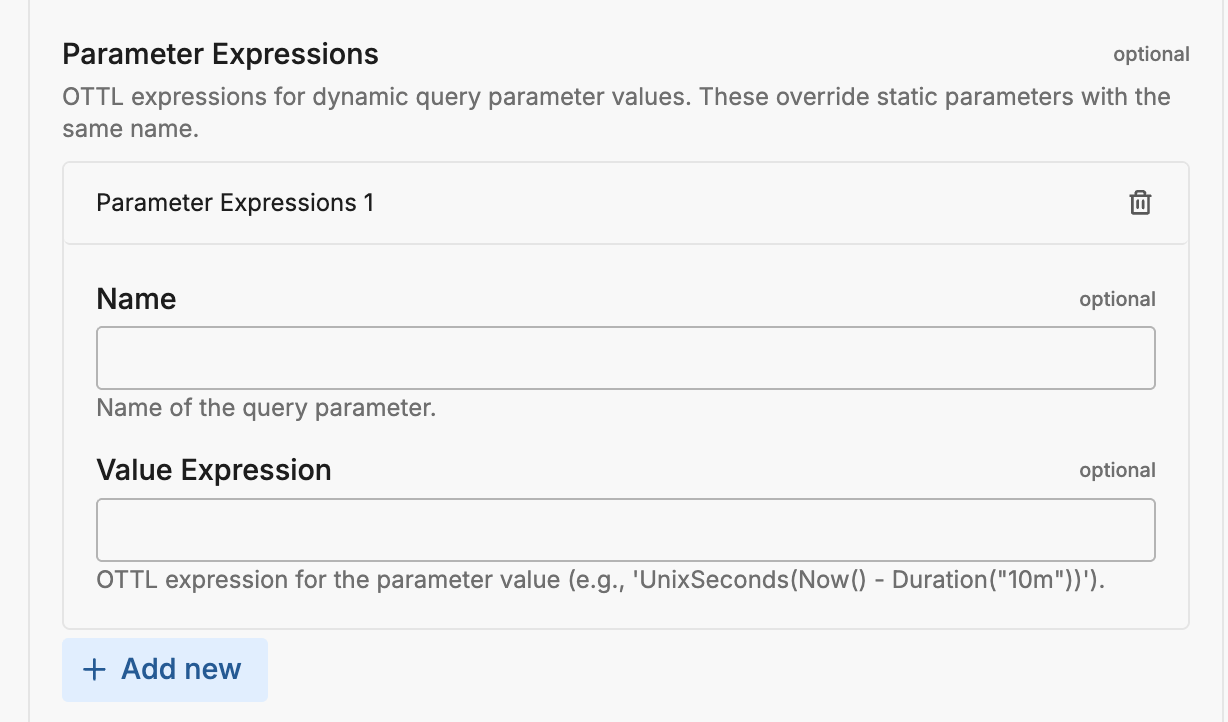 HTTP Pull Parameter Expressions Configuration