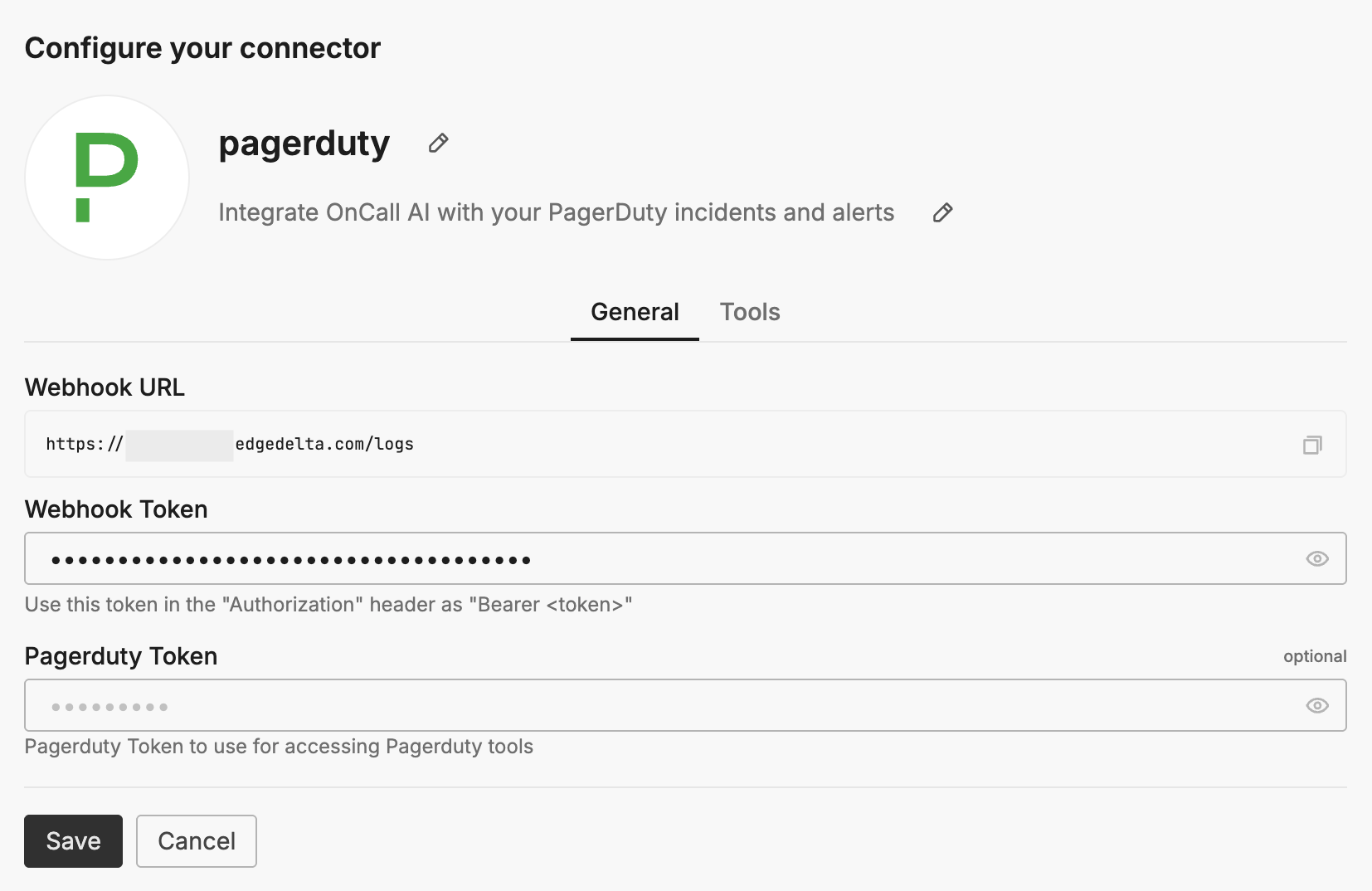 General tab configuration options