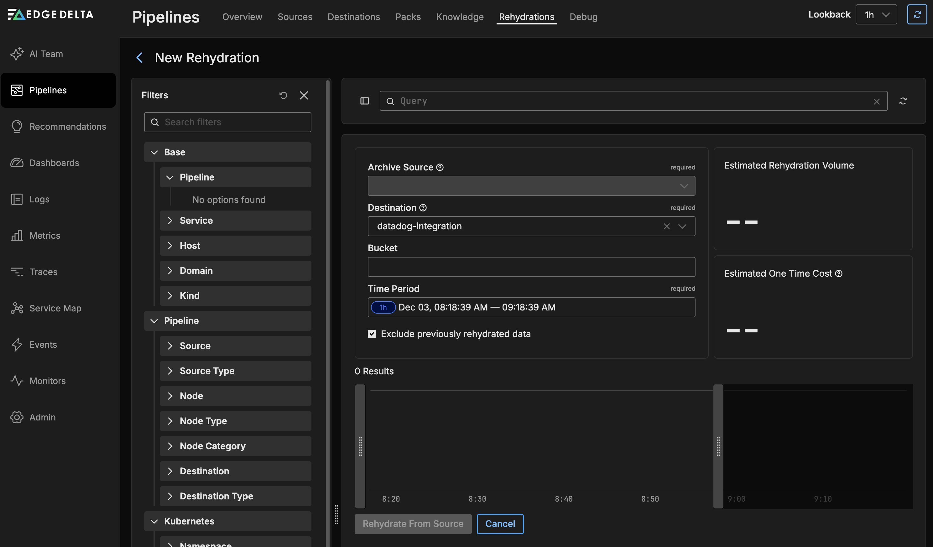Create Rehydration dialog