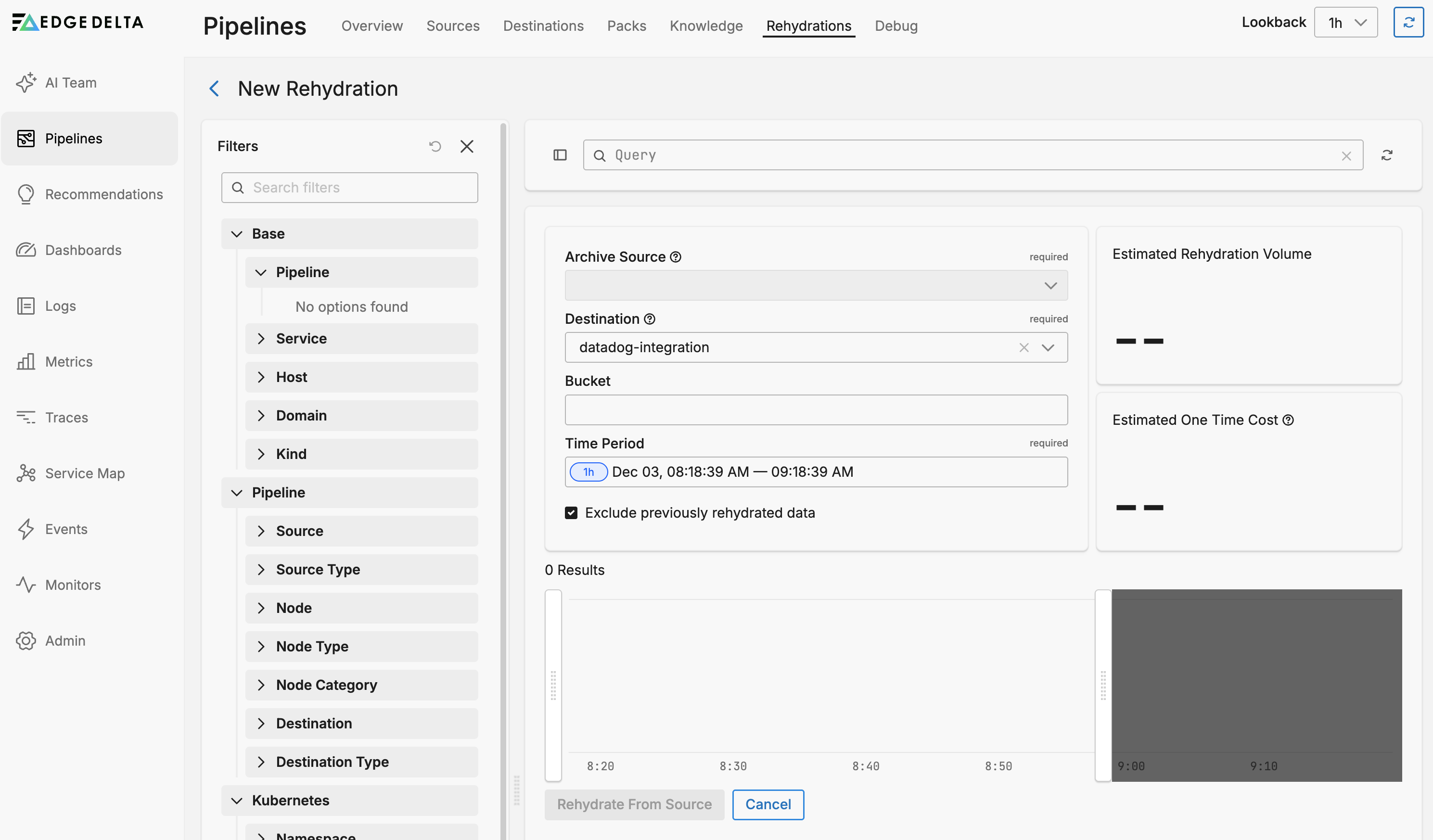 Create Rehydration dialog