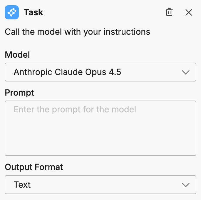 Task node configuration panel