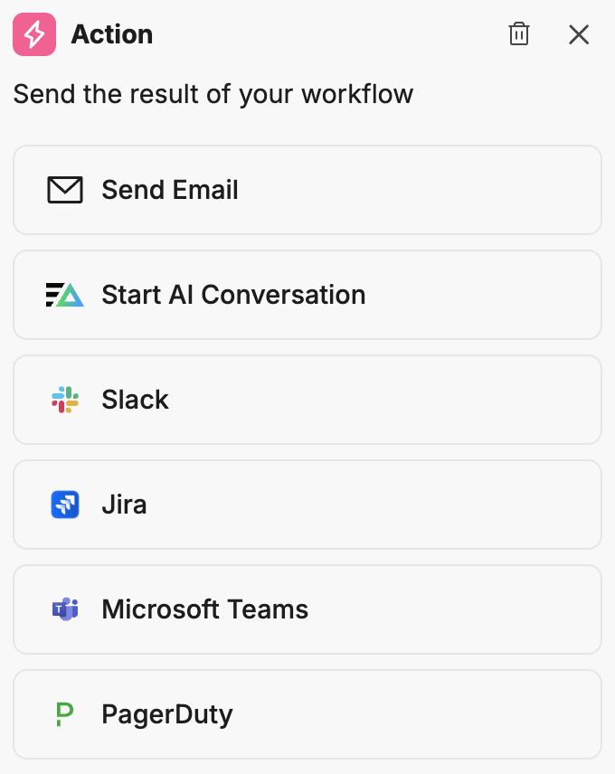 Action node configuration panel